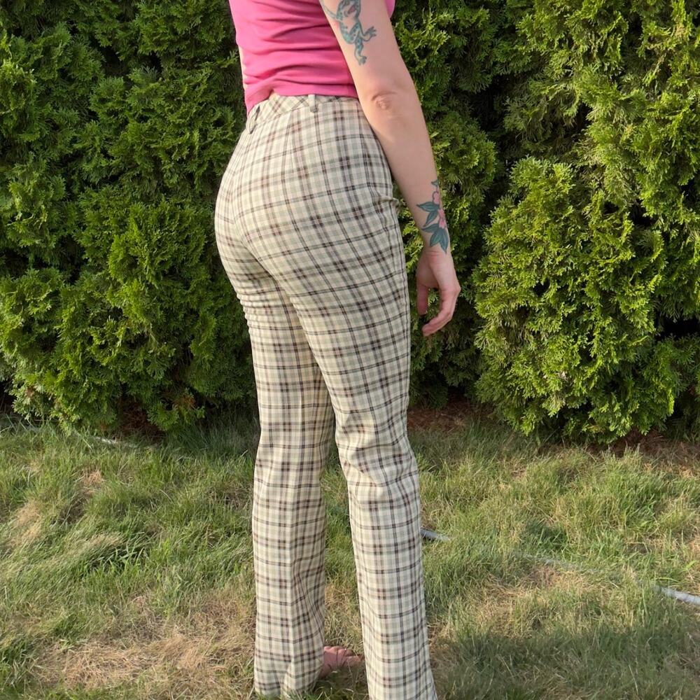 Vintage, 70s Italian Plaid Trousers - Size 6